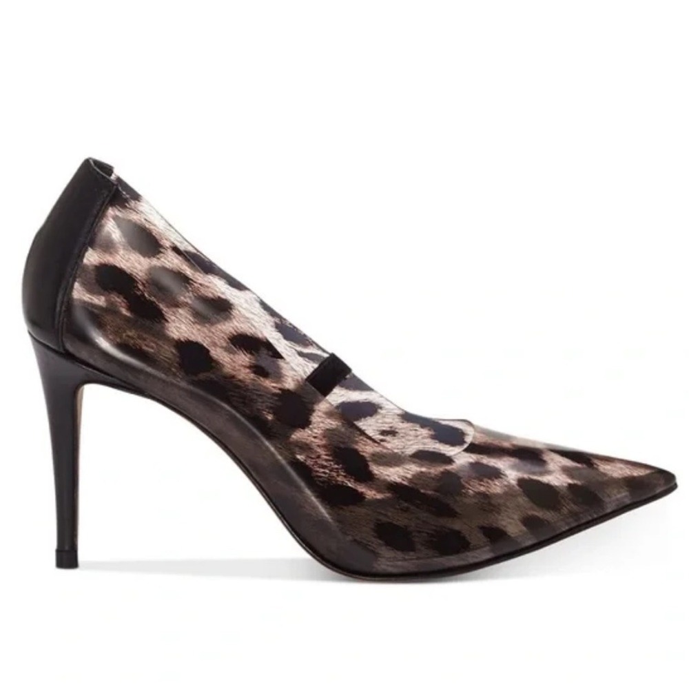 NWOT Vince Camuto Anessta Pump Animal print Leopard Pointed High Heels Clear 7.5